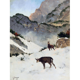 РЕПРОДУКЦИИ НА КАРТИНИ Диви кози във високите планини (1905)